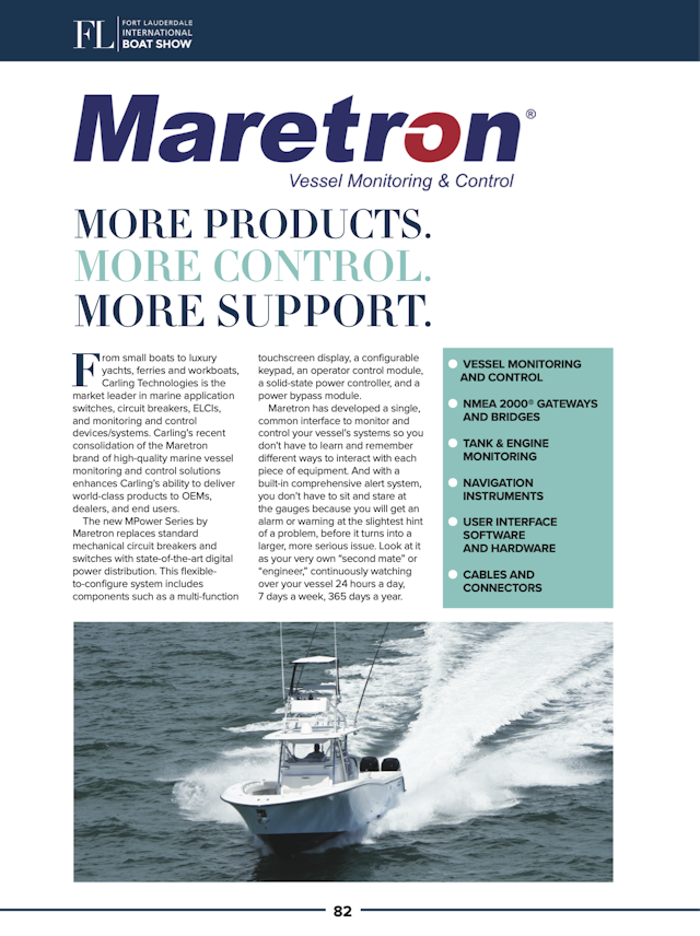 Consumer ad for a boat show program to promote the new Maretron brand and its key products and technology.